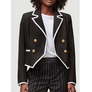 FRAME Double Breasted Contrast Trim Blazer